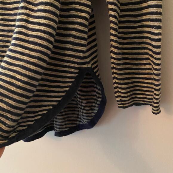 Eileen Fisher Navy White Striped Long Sleeve Cotton Linen Women's size Medium - Picture 5 of 10